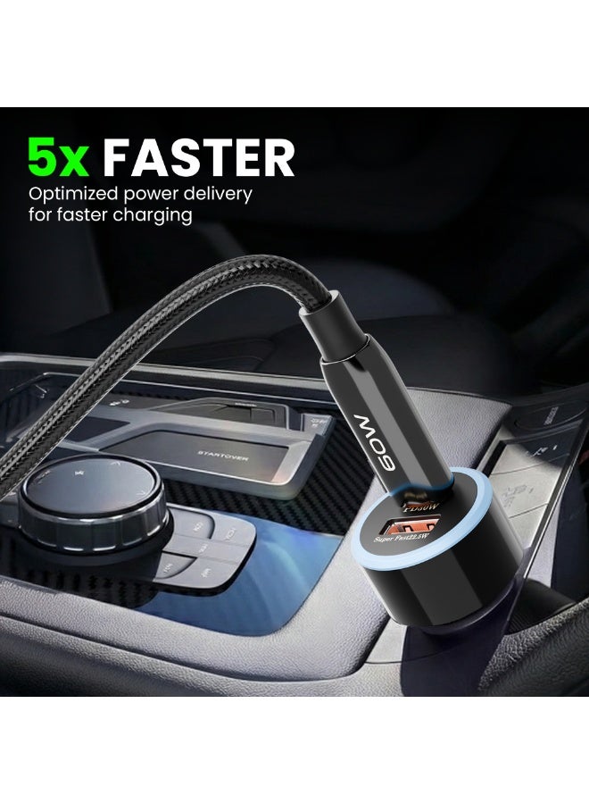 XASTON Car Charger &  Type-C Charging Cable With Fast Charging Support, USB-C Data & Charging Cable, Strong Braided Design, Reliable Power Delivery, Compatible with Smartphones, Tablets, Laptops and USB-C Enabled Devices (NCC32) - Image 3